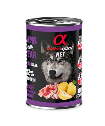 ALPHA SPIRIT COMIDA HÚMEDA DE CORDERO CON PERA (400g)