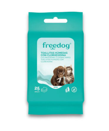 TOALLITAS HÚMEDAS FREEDOG DE CLORHEXIDINA (POCKET 25 UNIDADES)