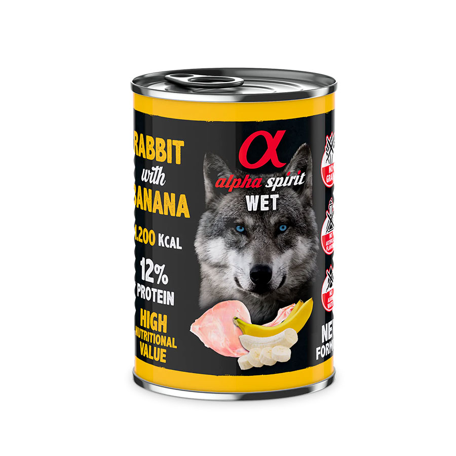 ALPHA SPIRIT COMIDA HÚMEDA DE CONEJO CON PLÁTANO (400g)