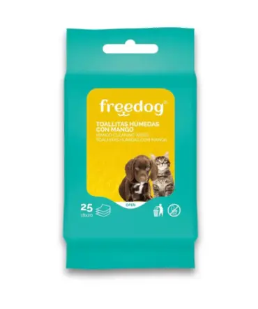 TOALLITAS HÚMEDAS FREEDOG DE MANGO (POCKET 25 UNIDADES)