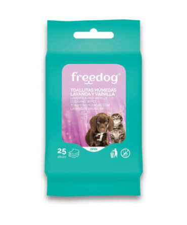 TOALLITAS HÚMEDAS FREEDOG DE LAVANDA Y VAINILLA (POCKET 25 UNIDADES)