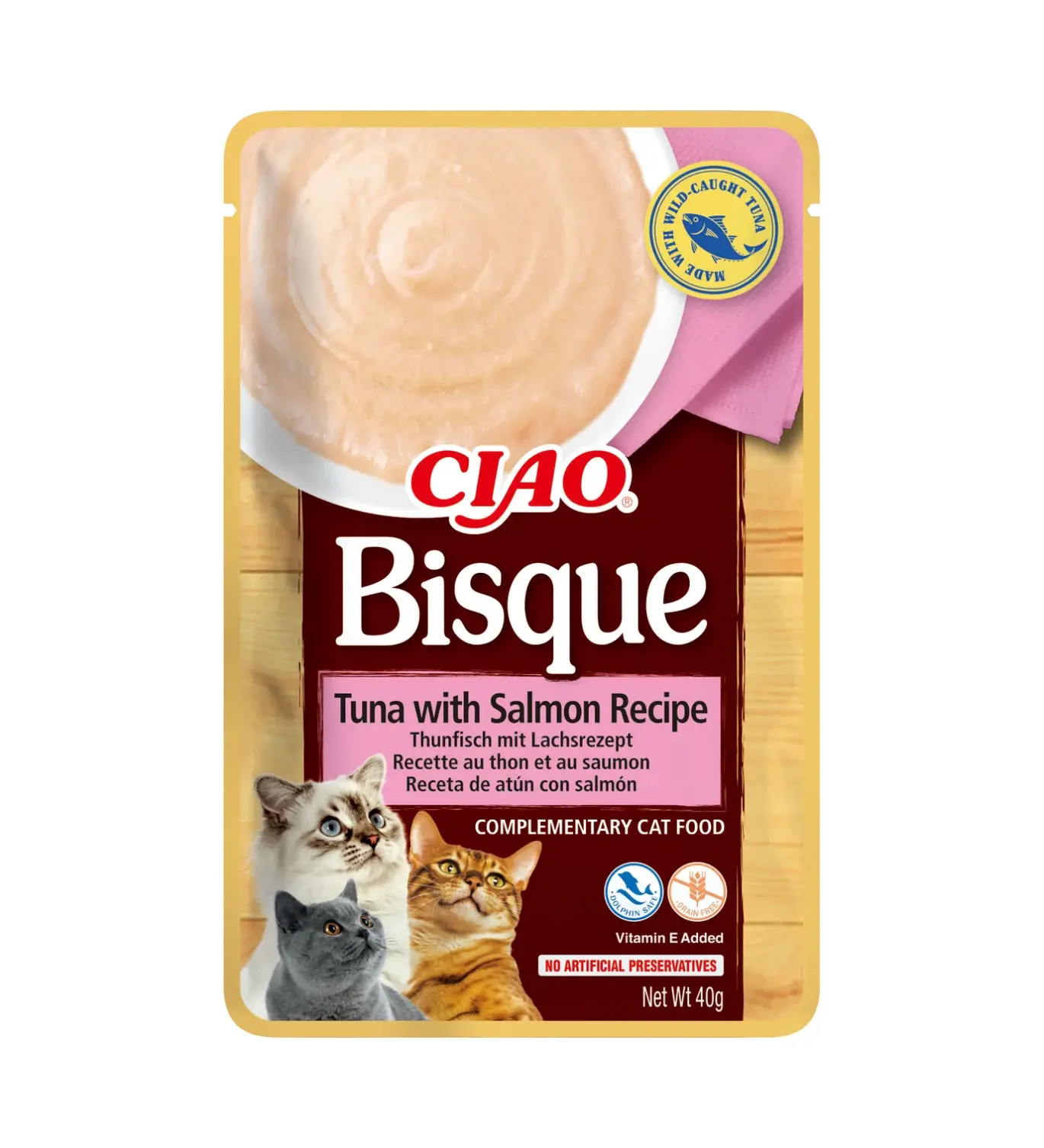 CIAO BISQUE ATUN Y SALMON PARA GATOS