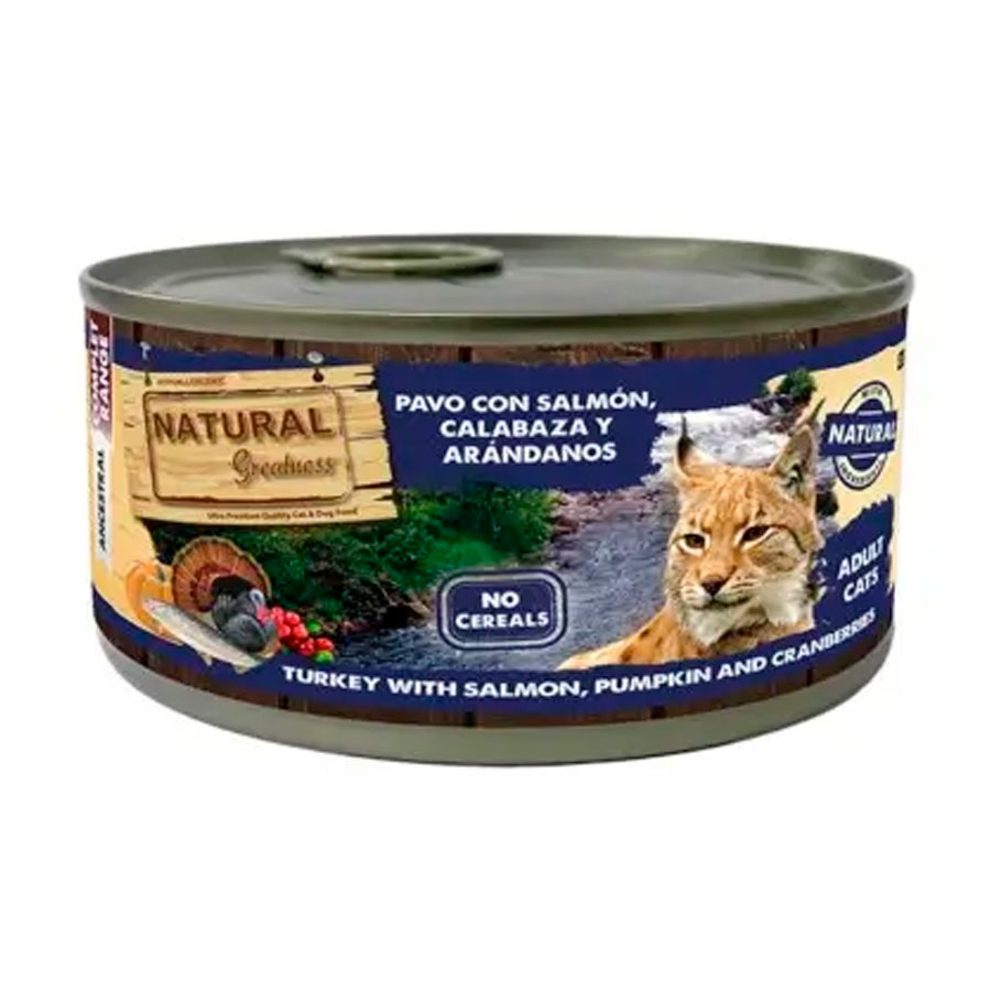 NATURAL GREATNESS LATA DE PAVO CON SALMÓN 185G ( GATO)