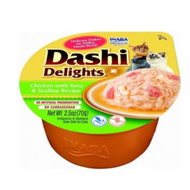 DASHI DELIGHTS DE POLLO, ATÚN Y VIEIRA PARA GATO (70g)